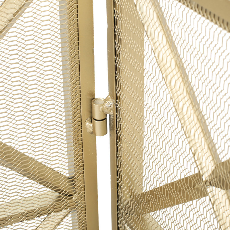 3 écrans de protection pour foyer - fer, X, or rose / noir / or, H 30,17 po x l 49,57 po, motif de garde, or / noir / couleurs or, 30,17 po x 49,57 po x 14 po