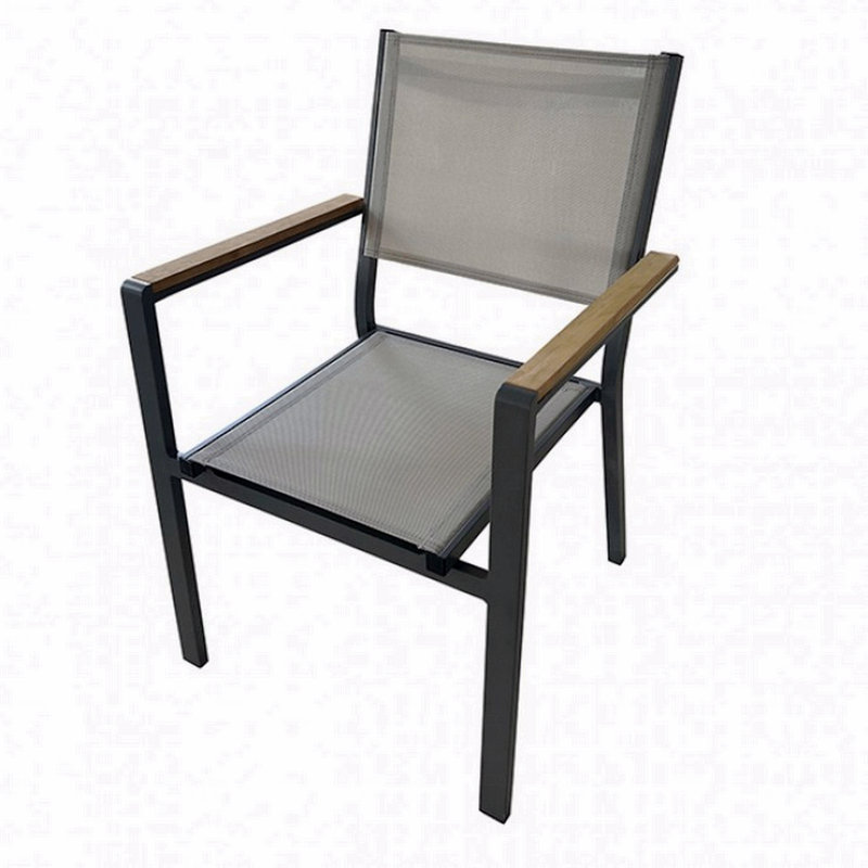Fauteuil d'extérieur 23 po, bois, structure en aluminium robuste, gris, brun