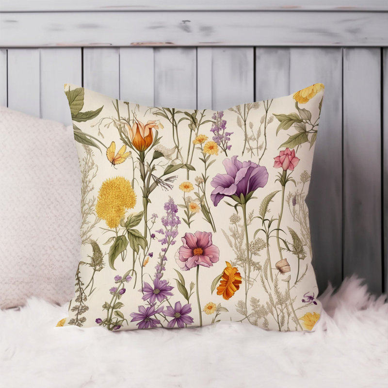 Animals William Morris Birds Damask Pattern I Cottage, 20" H x 20" W, Botanical Wildflowers III Cottage & Cottagecore