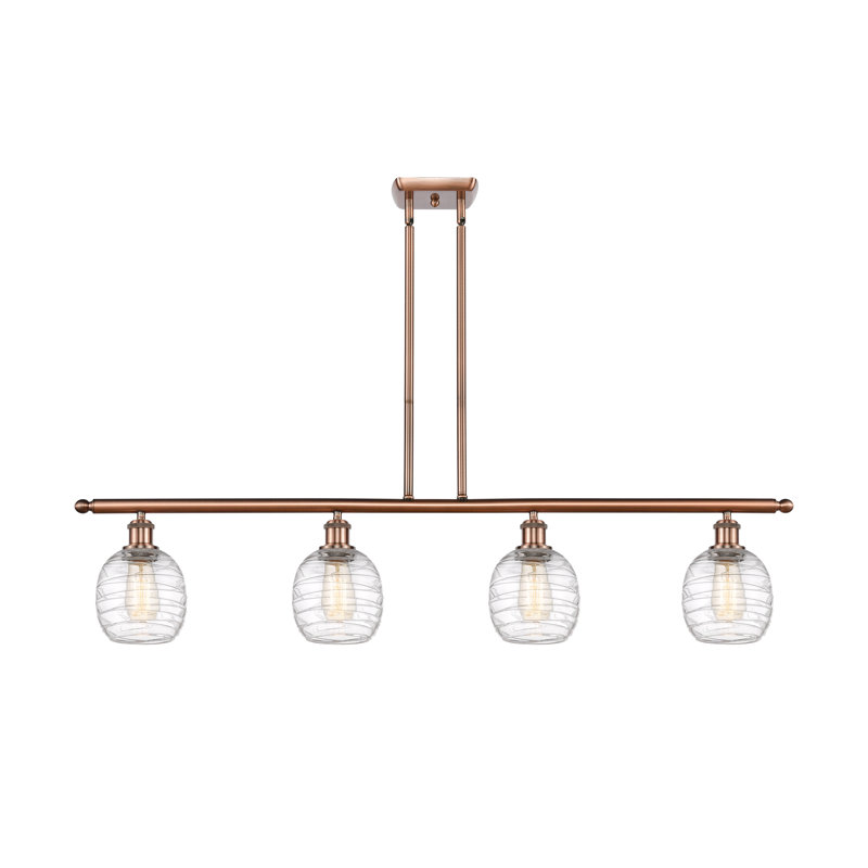 Luminaire suspendu linéaire à 4 lumières pour îlot de cuisine Carlucci, Ampoule non incluse, Cuivre antique