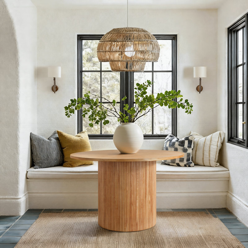 Solid Wood Round Pedestal Dining Table, Oak