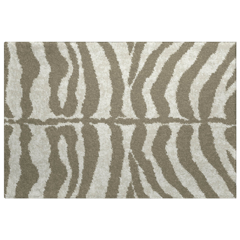 Premium Machine Washable Dream Shag Zebra Rug, Taupe, 2'6" x 3'10"