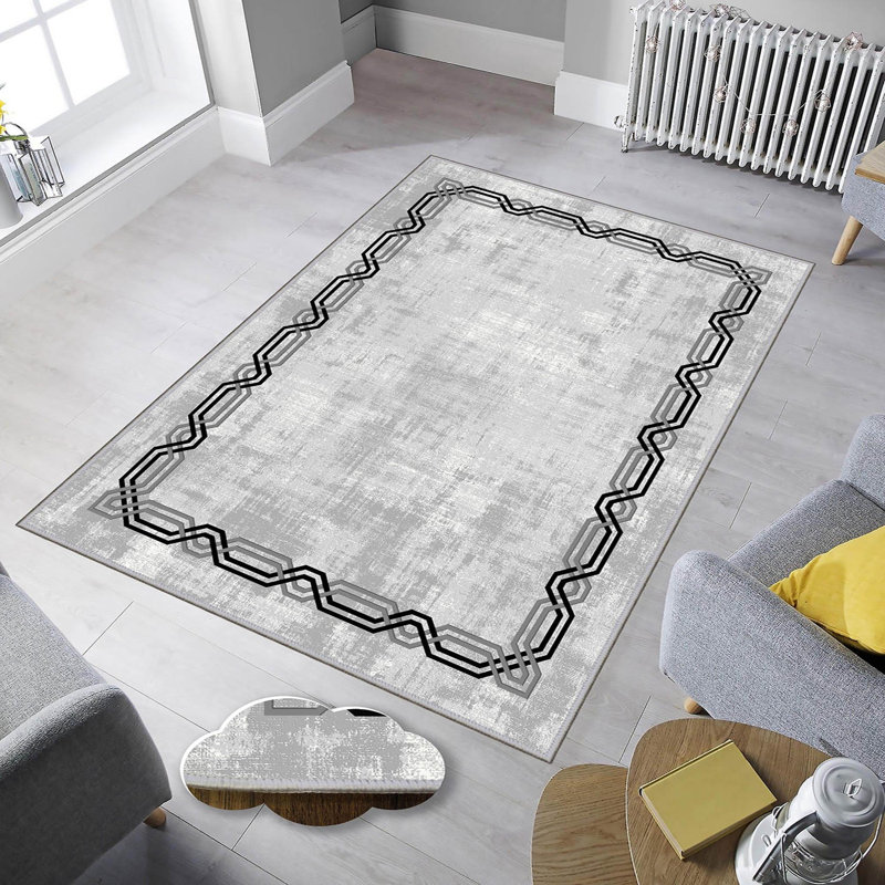 Luxurious Woven Area Rug, 5.9 x 9.2 ft, 100% Polyester, Antibacterial | Non-Slip PVC Felt Dot Underside, 0.3 in Pile Height | Machine Washable, 3D Digital Print, Perfect for Living Room & Bedroom Décor