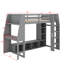 Lit mezzanine en bois multifonctionnel avec bureau à DEL et solutions de rangement-1500628424