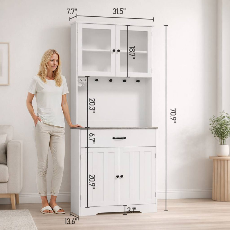 Armoire de cuisine Gizoon 70,9''H avec borne de recharge, Gris