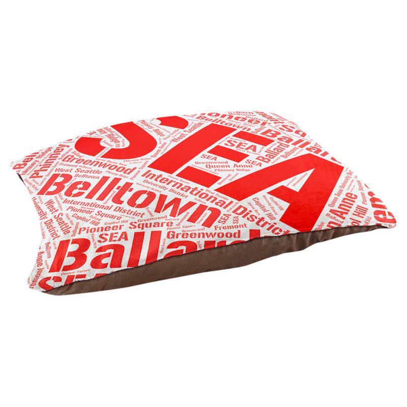 Coussin de chien « districts », Rouge, Très grand (H 17 po x l 50 po x P 40 po), Seattle