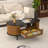 Fluted Coffee Table With Storage, Oval Coffee Table With Sliding Door And Drawer-1997454342