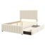Lit plateforme double tapissier avec lit gigogne simple et 3 tiroirs, tissu de lin, beige-1278120109