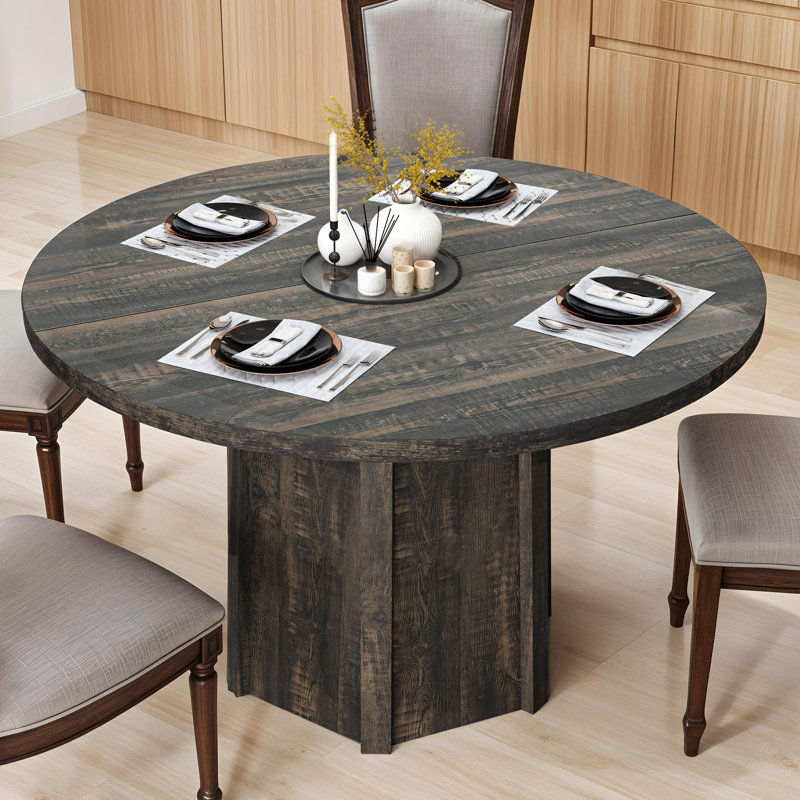 Modern Farmhouse Round Dining Table, Dining Room Table, Multifunction Table for 4-6 people