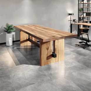 Rectangular solid wood executive desk