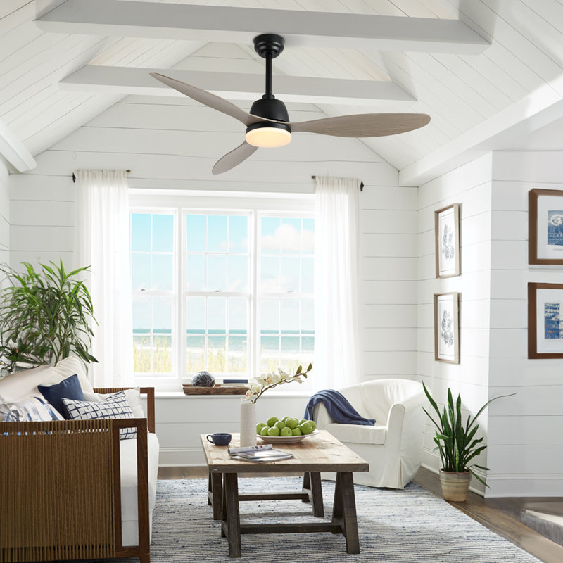 Clarra 52'' Ceiling Fan with LED Lights, Grey Wood Finish
