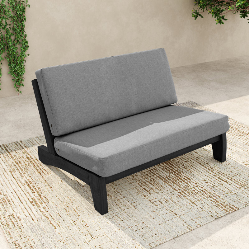 Causeuse d'extérieur avec coussin Asharna, Gris, Noir
