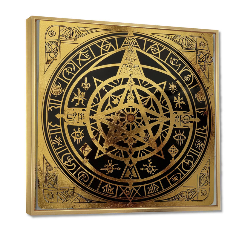 Magicien, phoque alchimie, art mural Mandala, Cadre flottant doré, H 30 po x l 30 po x P 1 po