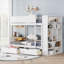 Lit superposé simple au-dessus d'un lit simple en bois massif, rangement intégré avec 2 tiroirs et armoire multicouche, blanc classique