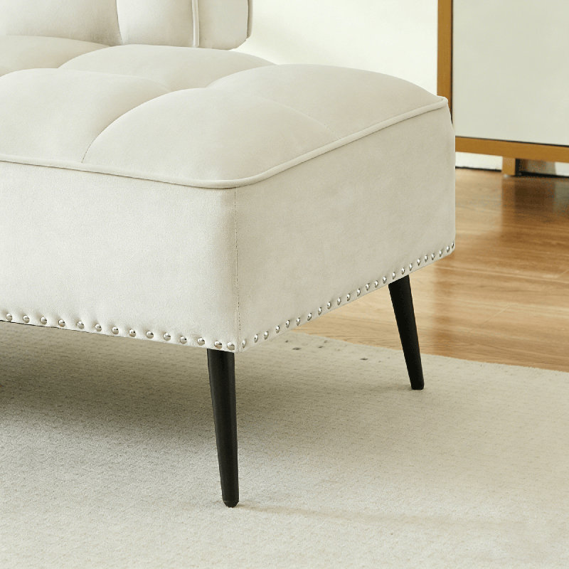 55 Inch Modern Upholstered End of Bed Bench with 360° Swivel Side Tray, Faux Leather 2-Seat Armless Sofa Bench, Entryway Ottoman, Window Bench, Accent Bench with Metal Legs for Bedroom Living Room Foyer Hallway