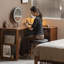 Bureau en bois massif en forme de L brun noisette avec 2 tiroirs-1185026721