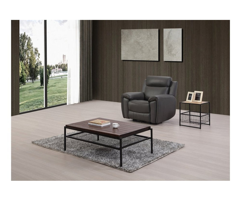 Anncey Genuine Leather Electric Power Recliner Armchair, Grey