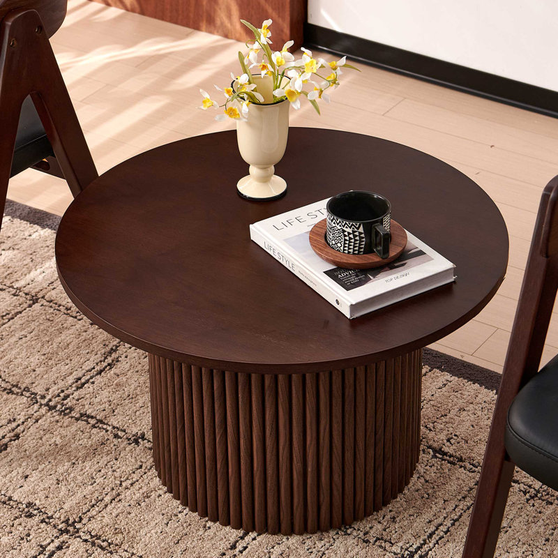 Maru Round Coffee Table, Dark Brown Wood