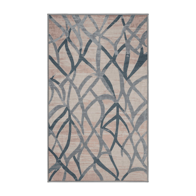 Tapis gris soyeux et moelleux, Rectangle 5 pi x 7 pi