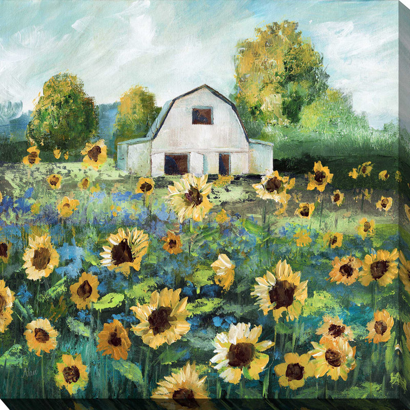 Tournesol grange par Nan - peinture, Toile tendue, H 24 po x l 24 po x P 1,5 po