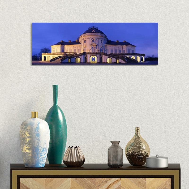 Castle Solitude Lit up at Night, Stuttgart, Baden-Wurttemberg, Germany 1 Piece Wrapped Canvas Panoramic Wall Art