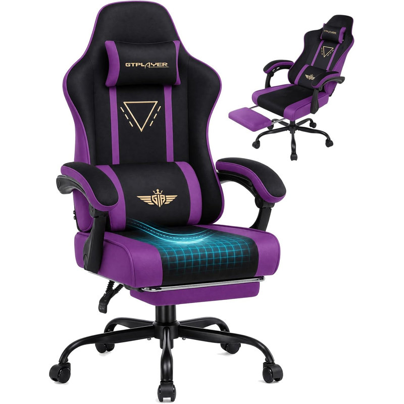 LUCKRACER Swiveling PC & Racing Game Chair, Purple