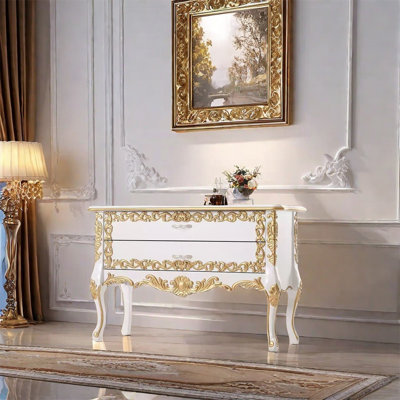 Armoire élégante à deux tiroirs sculptés