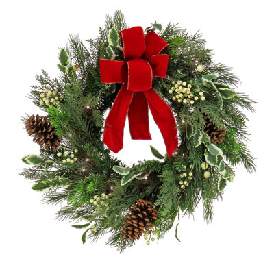 Faux Lighted 22'' Wreath