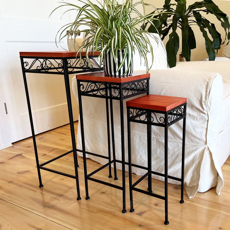 3 Piece Wood Top Nesting Table Set