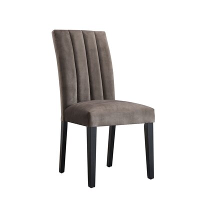 Velvet Upholstered Parsons Chair in Dark Gray -  Everly Quinn, C772C713383140BDAC3A021A07044594