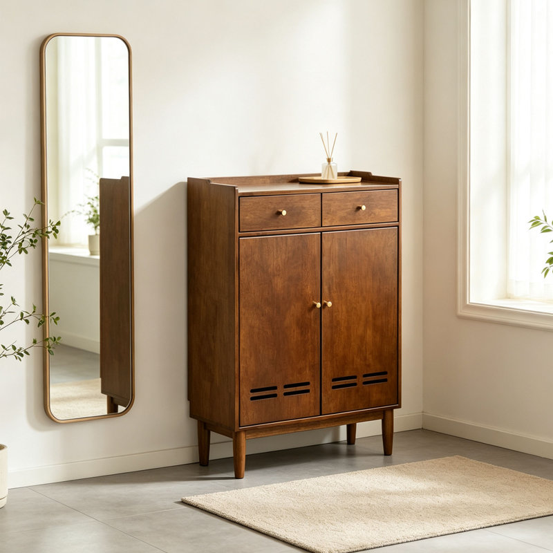 Armoire à chaussures American, 45.67"H x  31.50"W x  13.78"D, Brown
