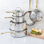 Batterie de cuisine en acier inoxydable 10 pièces Martha Stewart