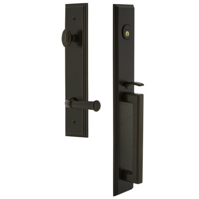 Carré Handleset with Deadbolt and Georgetown Door Lever and Rosette
