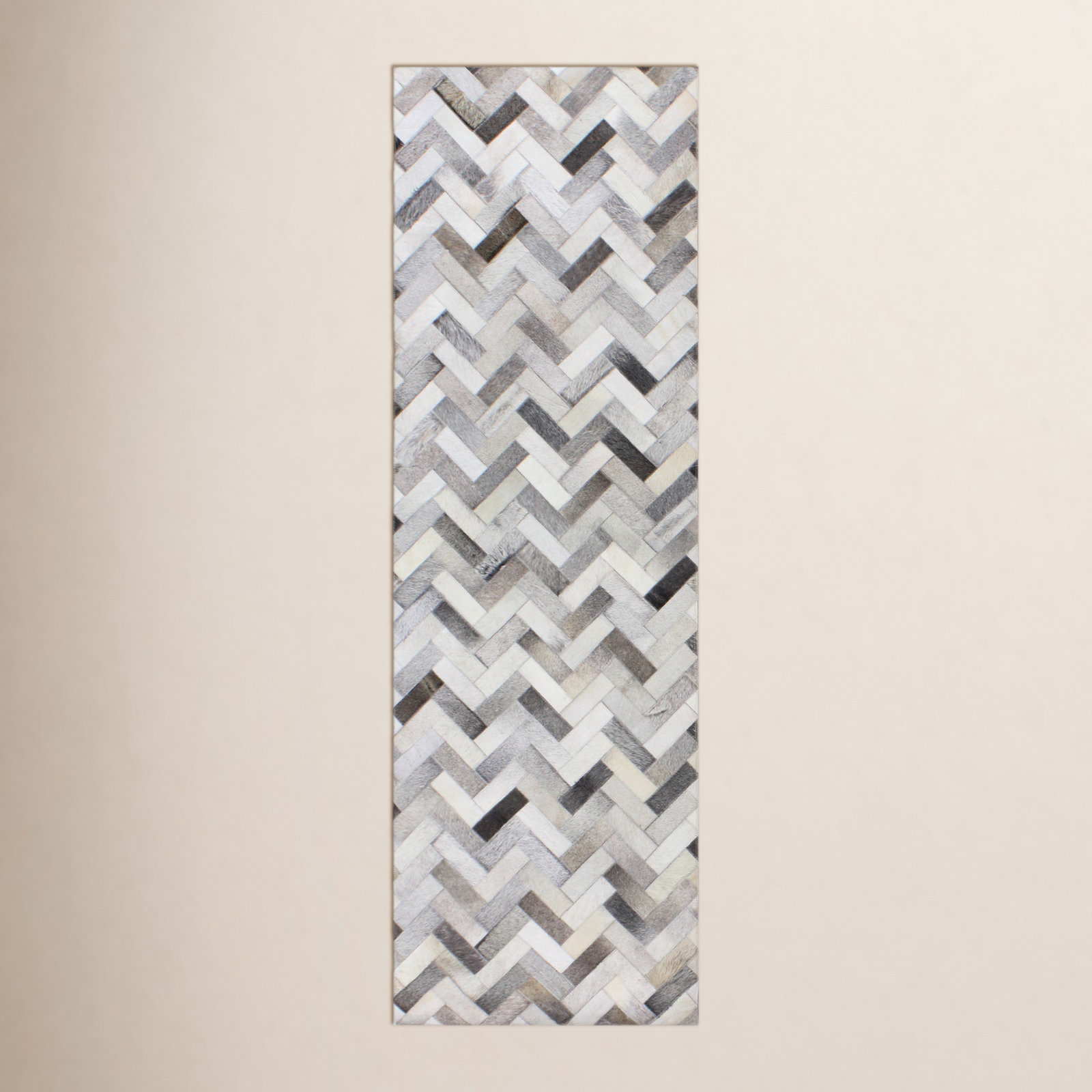 Marsha Handmade Cowhide Ash Rug, Runner 2'6" x 8'