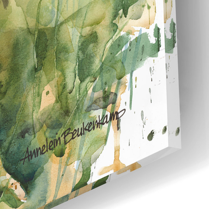 «Green and Gold» par Annelein Beukenkamp, art mural en verre acrylique, H 16 po x l 12 po x P 0,13 po