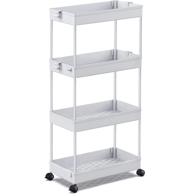 Rolling Storage Cart, Grey, 33.5" H x 8.66" W x 15.75" D