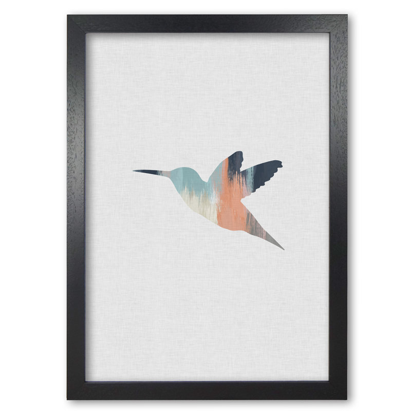 Pastel Hummingbird I - Print, 42 cm H x 30 cm W x 5 cm D, Black Grain Frame