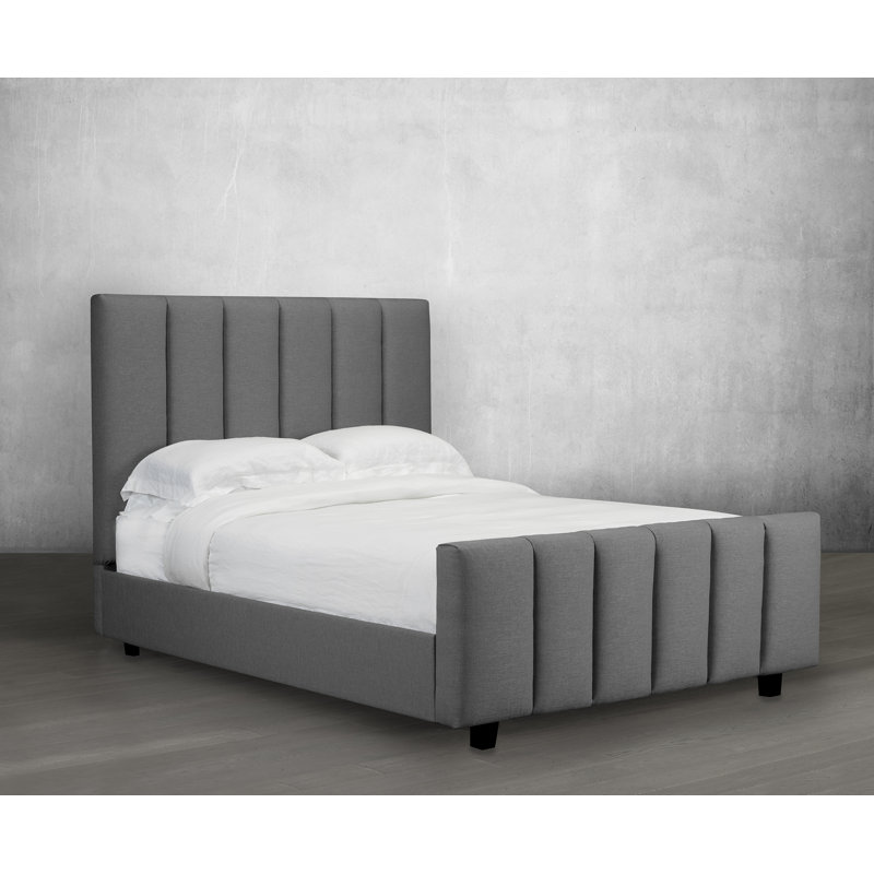 Lit plateforme tapissier Havant, Anthracite, Grand