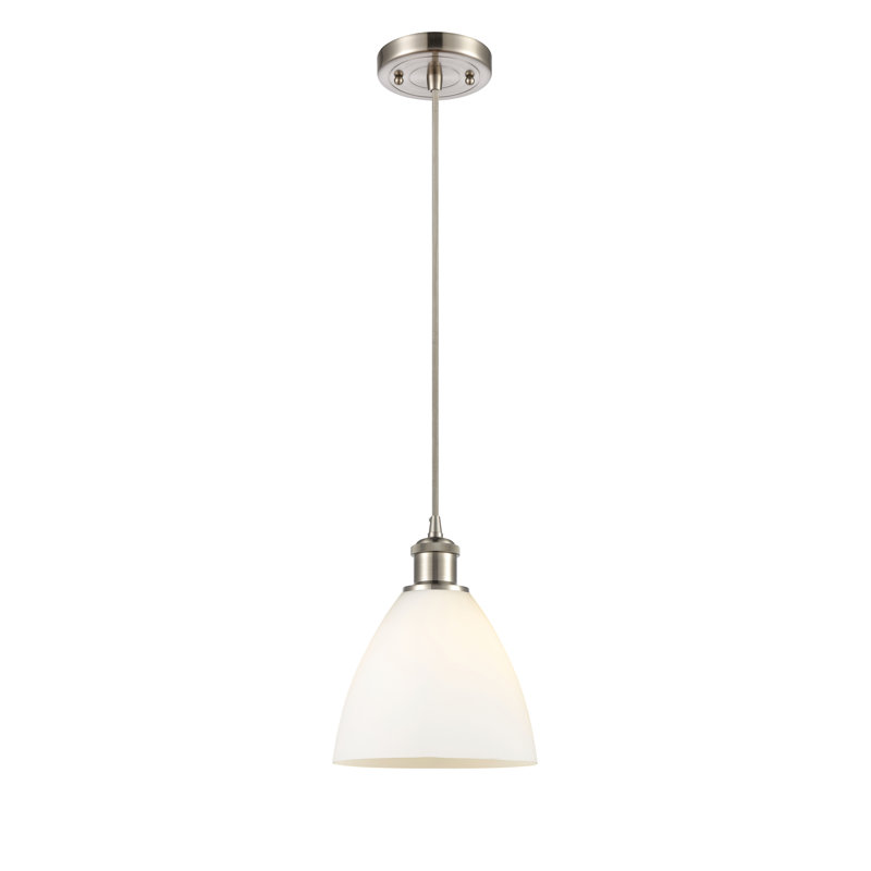 Haruka 1 - Light Single Pendant, White, 11.25" H x 7.5" W x 7.5" D, Brushed Satin Nickel