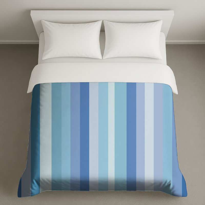 Housse de couette à rayures moderne, Lit simple, Rayé bleu pastel
