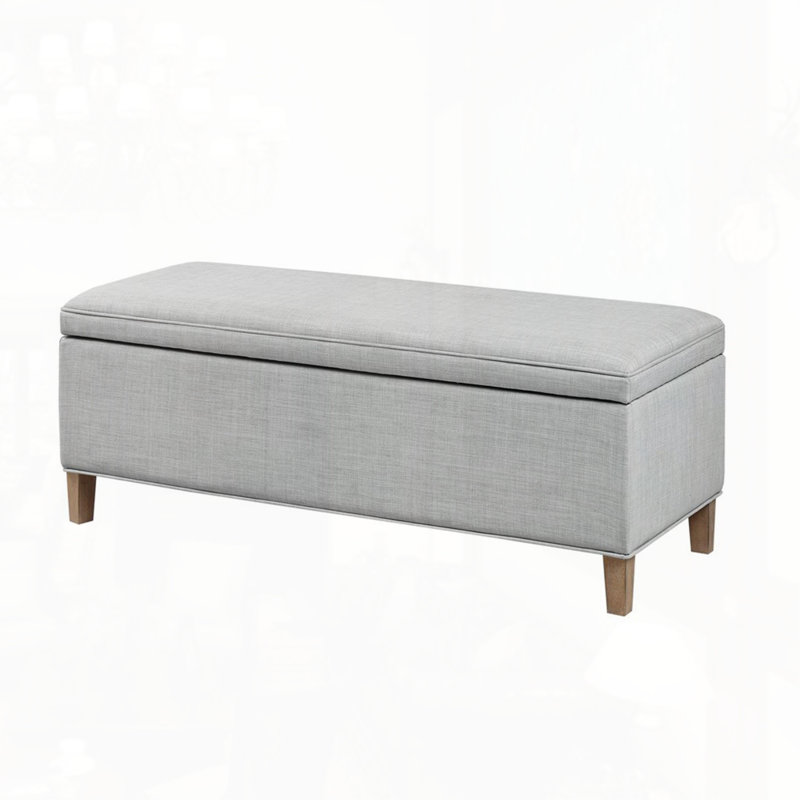 Rectangular Soft Close Storage Bench, Light Gray