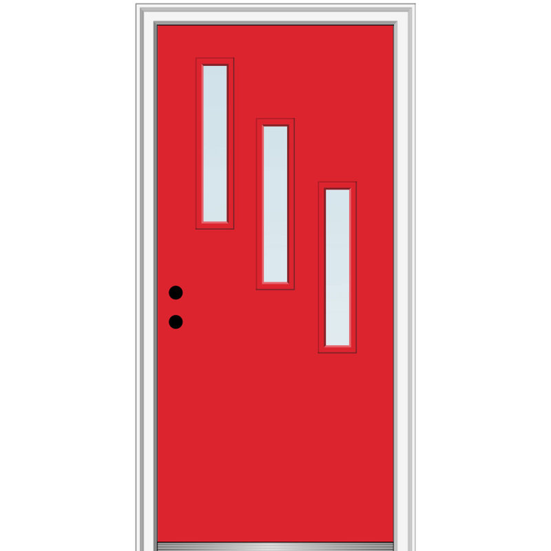 Porte d'entrée pré-suspendue en acier Spotlight, H 80 po x l 36 po x P 1,75po, S'ouvre à gauche vers l'intérieur, Noir