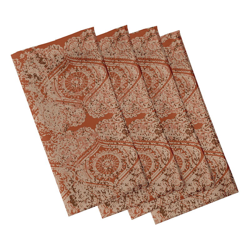 Chaketa Polyester Striped Square Napkin, Orange