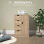 Armoire de rangement autoportante, armoire de plancher de salle de bain avec 4 tiroirs et porte, chêne