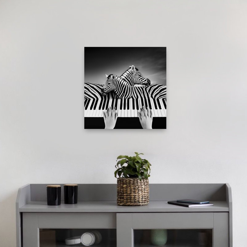 Zebra Piano Music Contemporary Zebra Wall Art Print by Biao Huang - Print, 45.72cm H x 45.72cm W