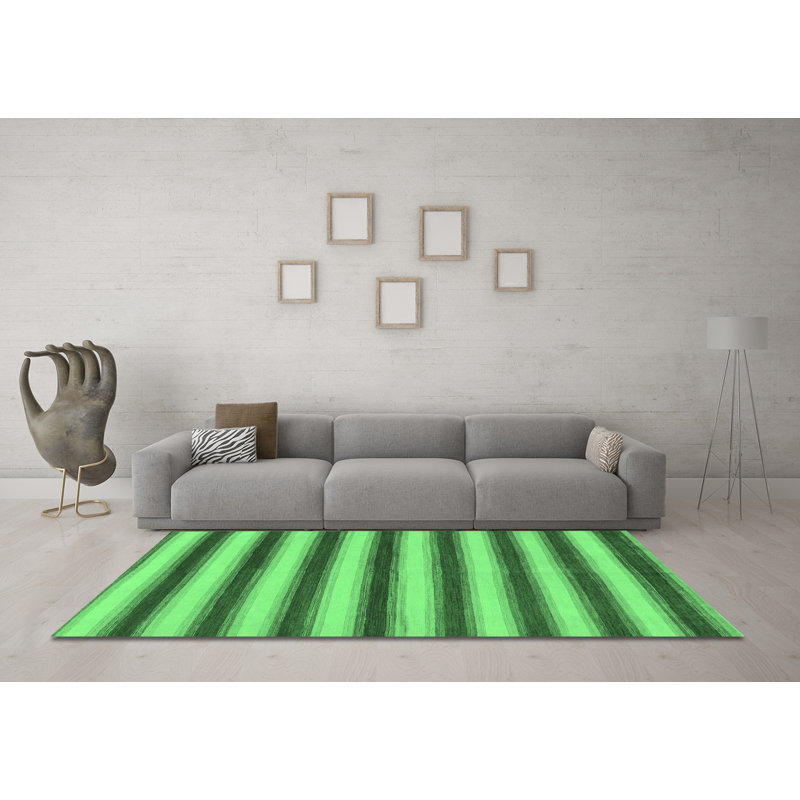 Washable Striped Indoor Rug, Round 4'