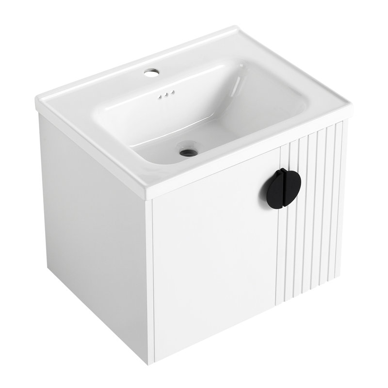 Meuble-lavabo 24 po avec lavabo, pour petite salle de bain, meuble-lavabo avec porte à fermeture en douceur, Blanc