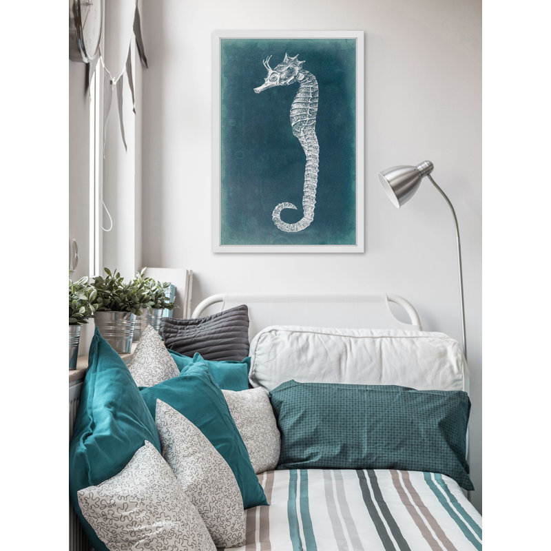 « azure hippocampe i », reproduction d’art encadrée, H 36 po x l 24 po
