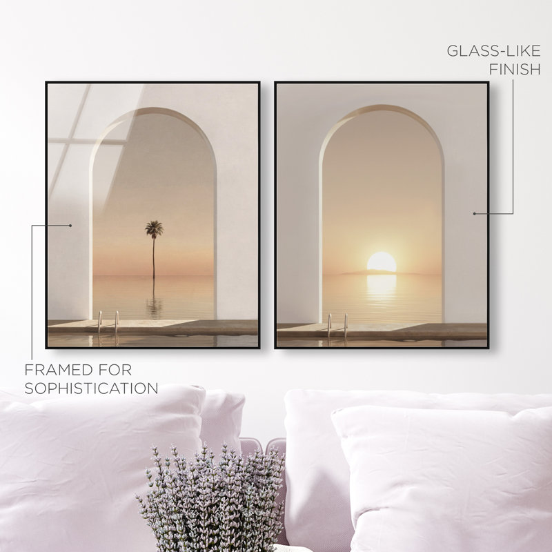 Coastal Window Set High-Gloss Frameless Acrylic Glass Wall Art Landscape & Nature Print by Oliver Gal, Ready to Hang, 16 x 20