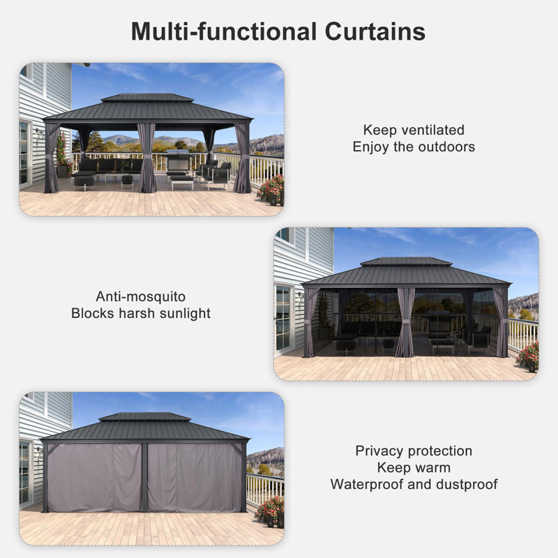 20 Ft. W x 14 Ft. D Aluminum Patio Gazebo Gazebo